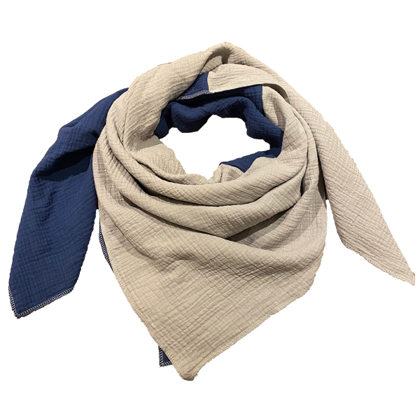 Halstuch Musselin Blau/Grau